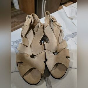 ARCHE Beige Nubuck Suede MOLYKI Sling Back Heeled Sandals MADE IN FRANCE 39/US 8